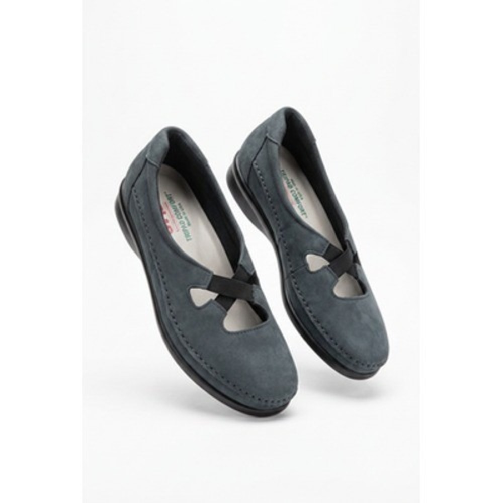 SAS Tripad Comfort Shoes Women 9 Gray Nubuck Mary Jane Strap Flats Walking